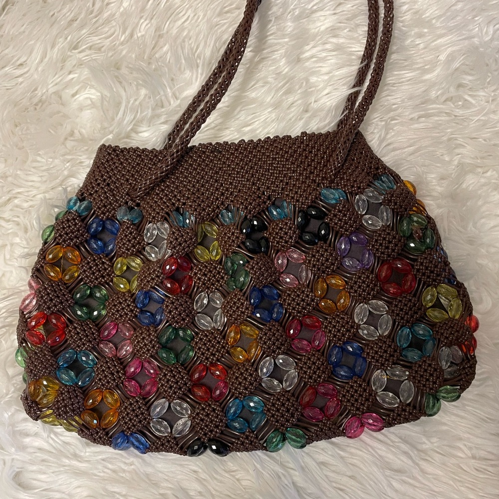 Brown Beaded Women's Bag
